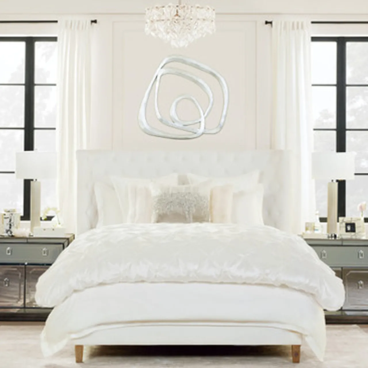 Z Gallerie Avignon Bedding - Pearl> Textured Bedding | Solid Bedding