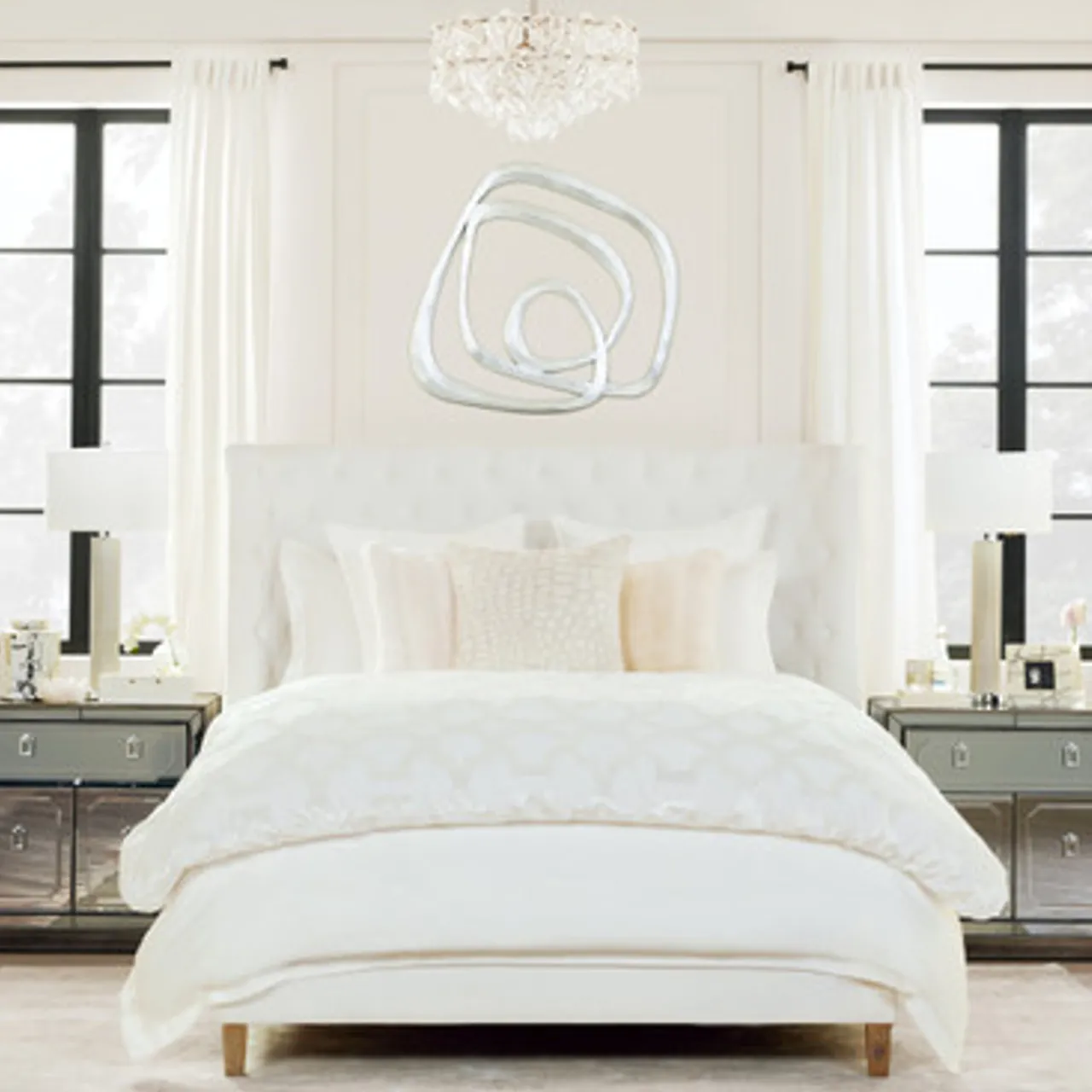 Z Gallerie Edessa Bedding - Pearl> Textured Bedding | Velvet Bedding