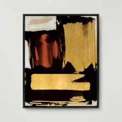 Z Gallerie Golden Red Brushstrokes 1> Series | Framed Art