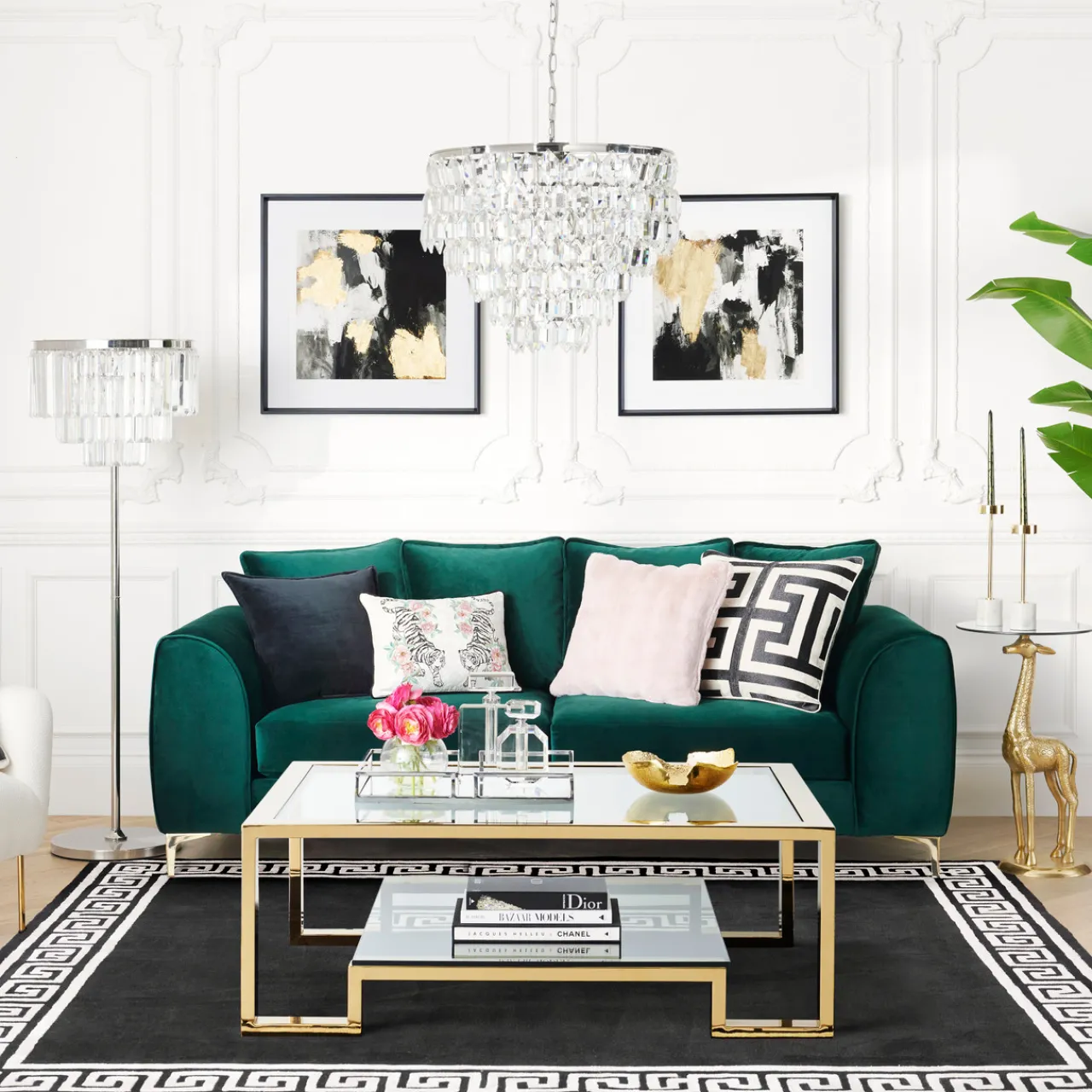 Z Gallerie Greek Key Rug - Black/Ivory> Pattern Rugs | Living Room Rugs