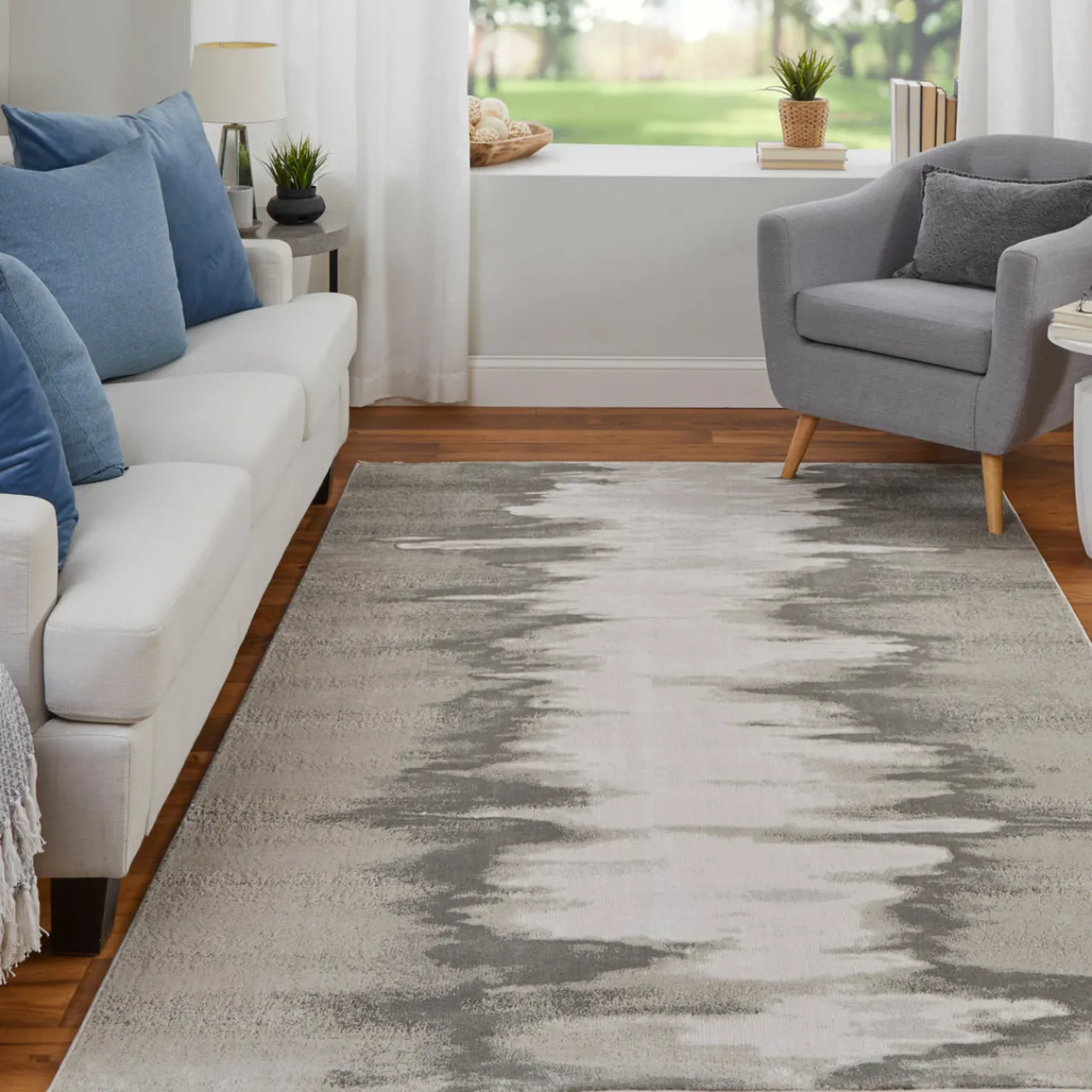 Z Gallerie Hoyt Rug - Ivory/Silver> Modern Rugs | Living Room Rugs