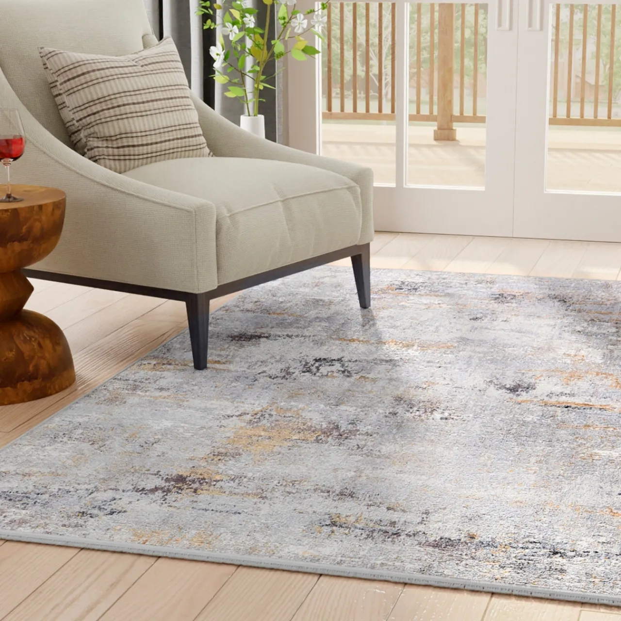 Z Gallerie Ida Rug - Ivory/Grey> Modern Rugs | Living Room Rugs