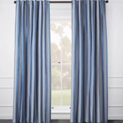 Z Gallerie Kinley Stripe Sapphire - Custom> Patterned Window Panels | Custom Window Panels