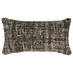 Z Gallerie Malek Lumbar Pillow - Black/Ivory> Textile Sale | Solid Pillows