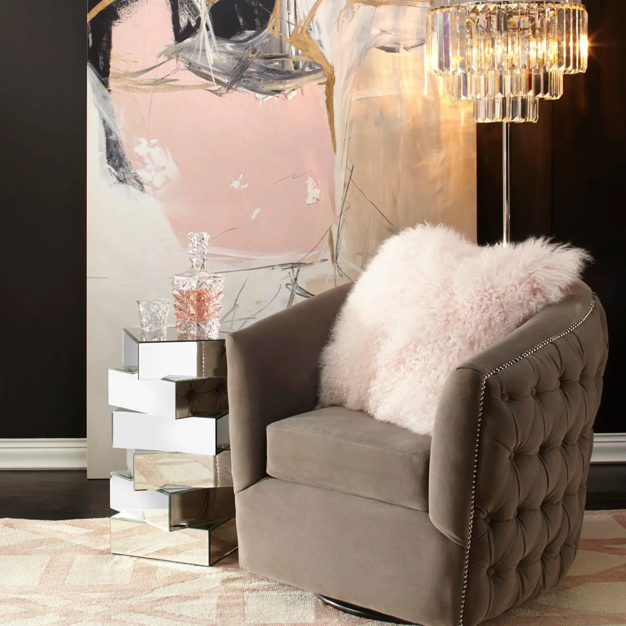 Z Gallerie Mongolian Pillow 22" - Blush> Textile Sale | Mongolian & Fur Pillows