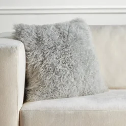 Z Gallerie Mongolian Pillow 22" - Steel> Textile Sale | Mongolian & Fur Pillows