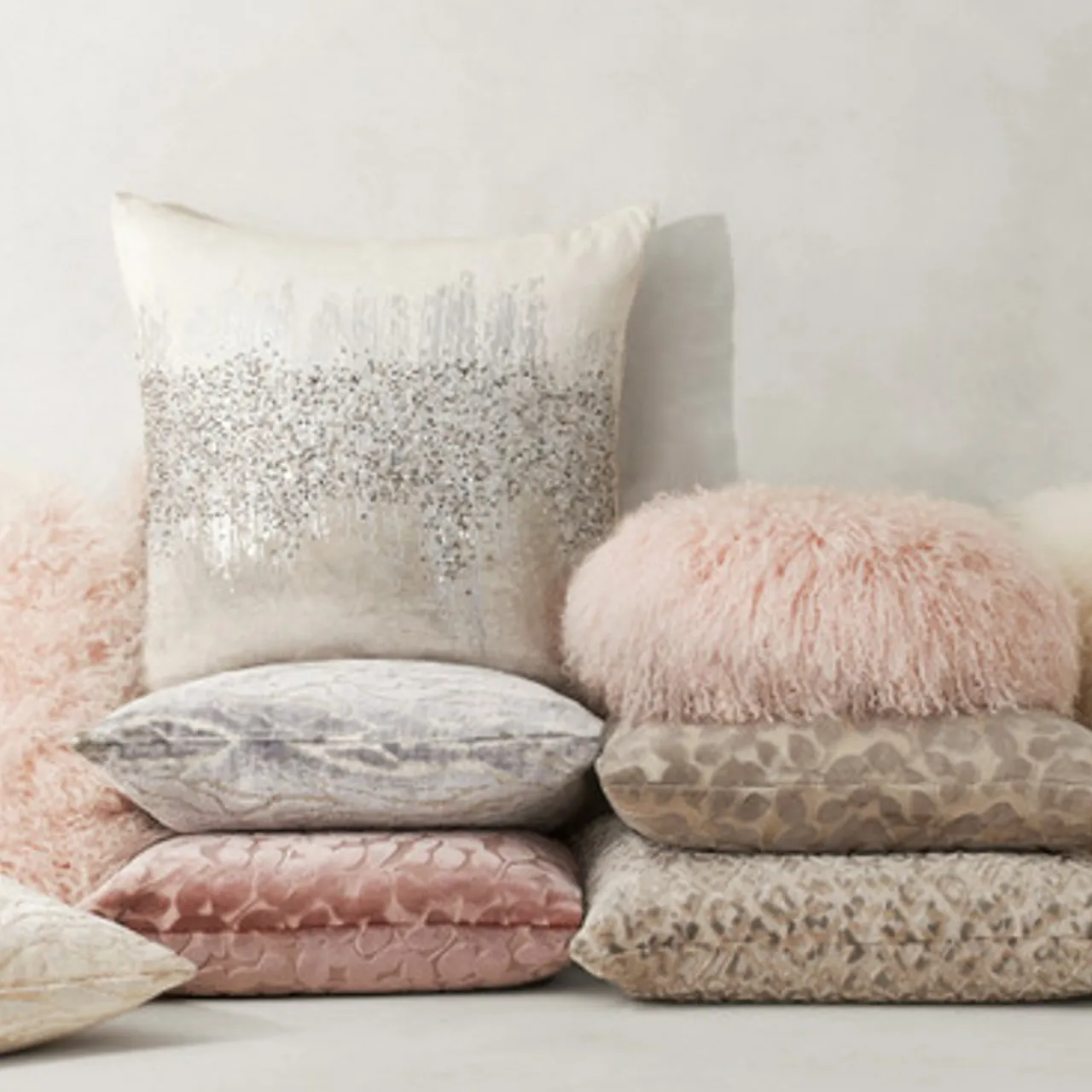 Z Gallerie Mongolian Round Pillow 18" - Blush> Textile Sale | Mongolian & Fur Pillows