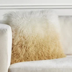 Z Gallerie Ombre Mongolian Pillow 22" - White/Gold><noscript><img width=
