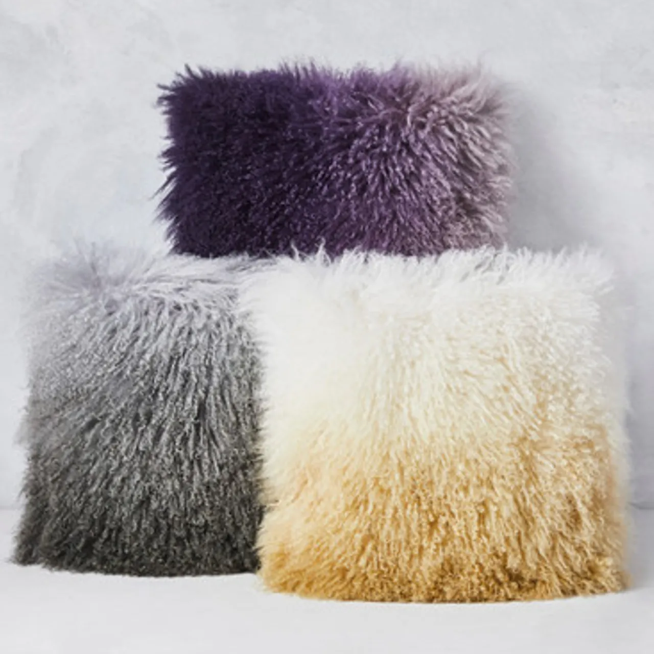Z Gallerie Ombre Mongolian Pillow 22" - Grey/Charcoal> Textile Sale | Mongolian & Fur Pillows