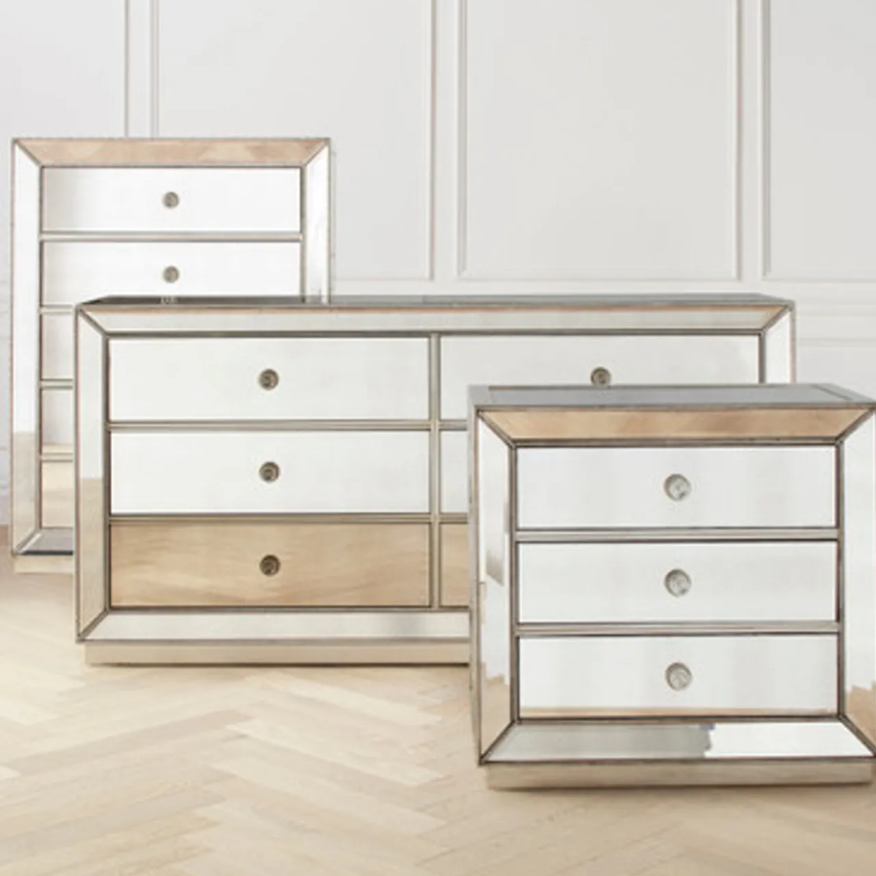 Z Gallerie Omni Mirrored 3 Drawer Chest> Nightstands