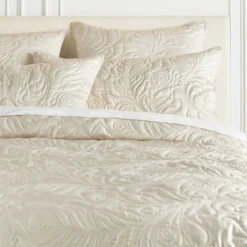 Z Gallerie Peacock Bedding - Champagne> Textured Bedding | Solid Bedding