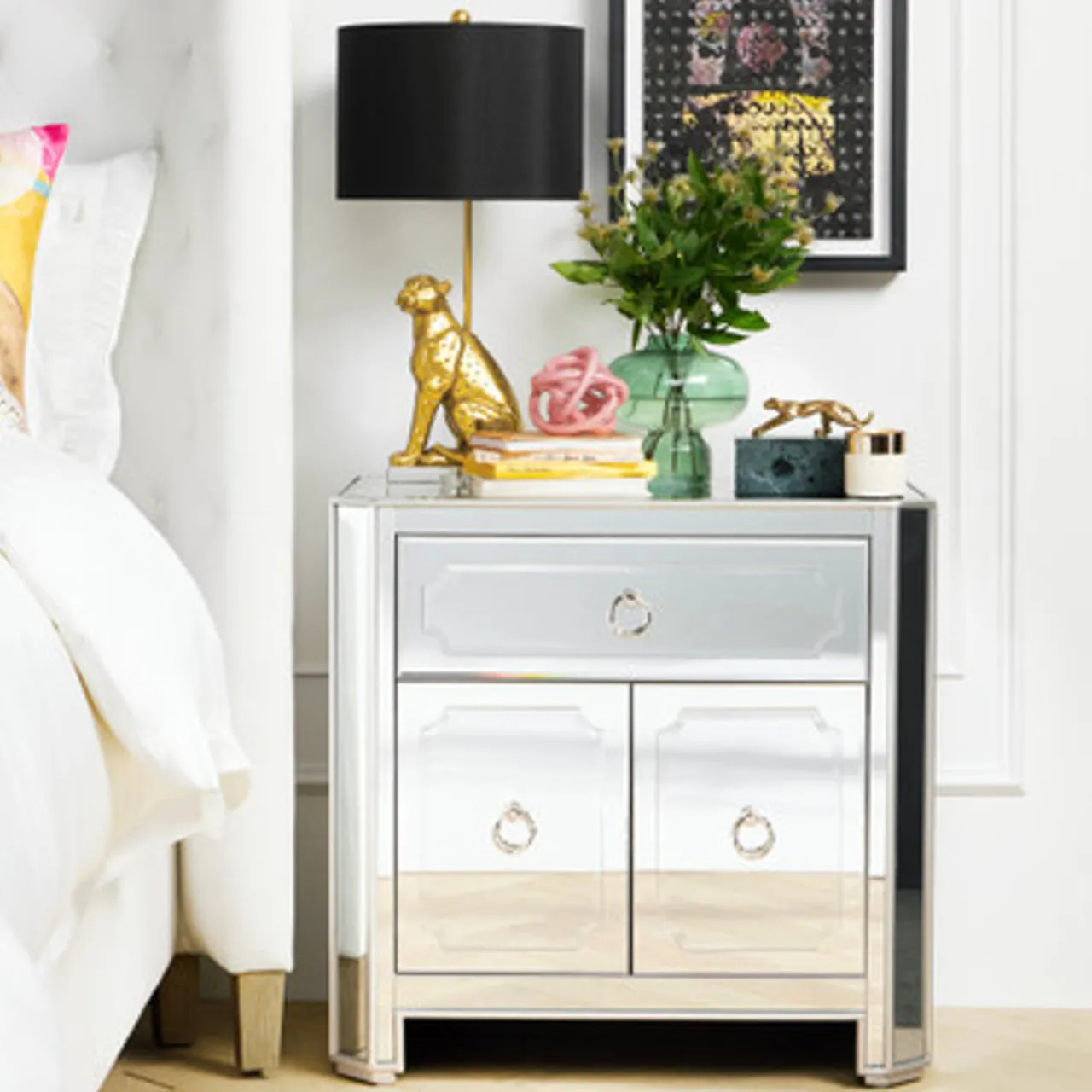 Z Gallerie Simplicity Mirrored Nightstand> Nightstands