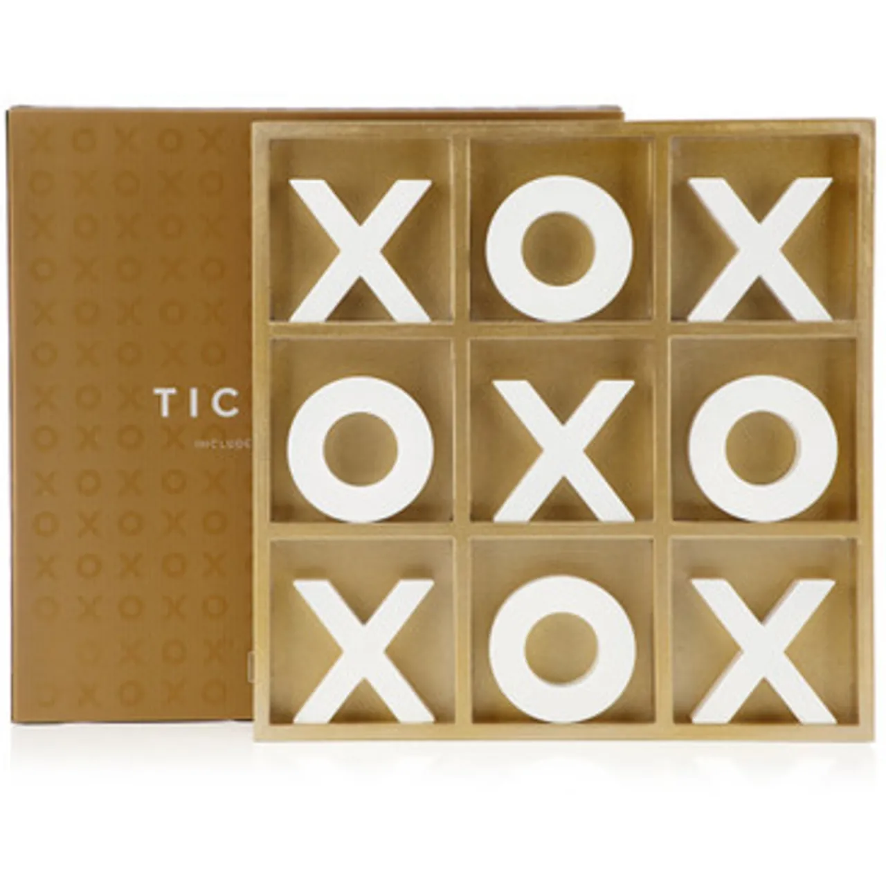 Z Gallerie Tic Tac Toe Game - Gold & White> Games | Décor Sale