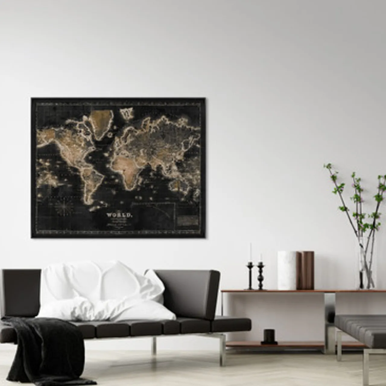 Z Gallerie World At Night> Canvas | Black